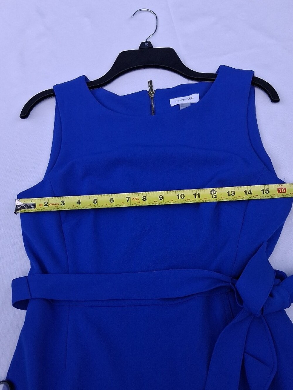 Calvin Klein Cobalt Blue Sleeveless Midi Dress with Waist Tie - Picture 13 of 16